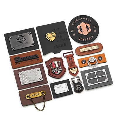 Patch en cuir PU avec étiquette en métal