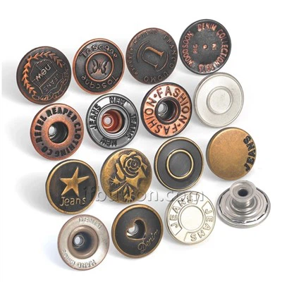 Boutons de veste en jean en alliage zinc
