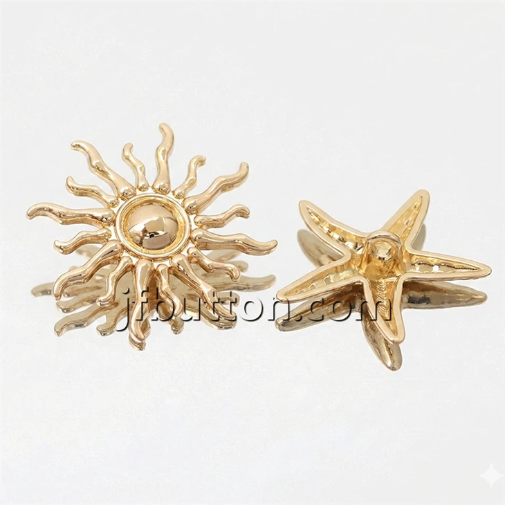 Boutons à tige en forme de soleil doré-