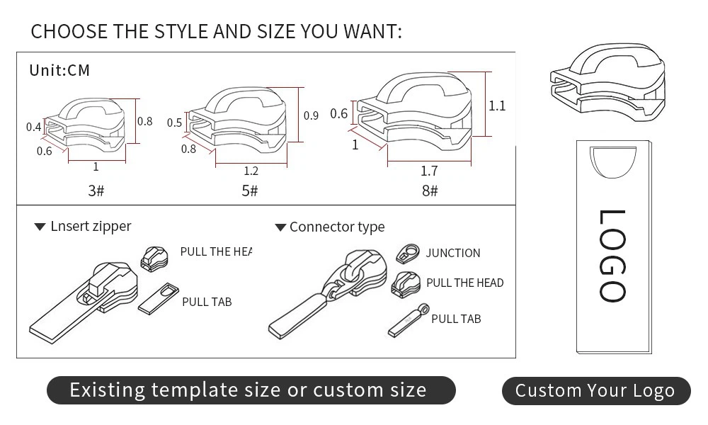 zipper slider size zipper slider size
